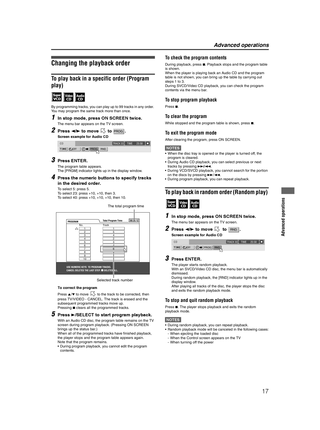 JVC XV-NP10S manual Changing the playback order, To play back in a specific order Program play 