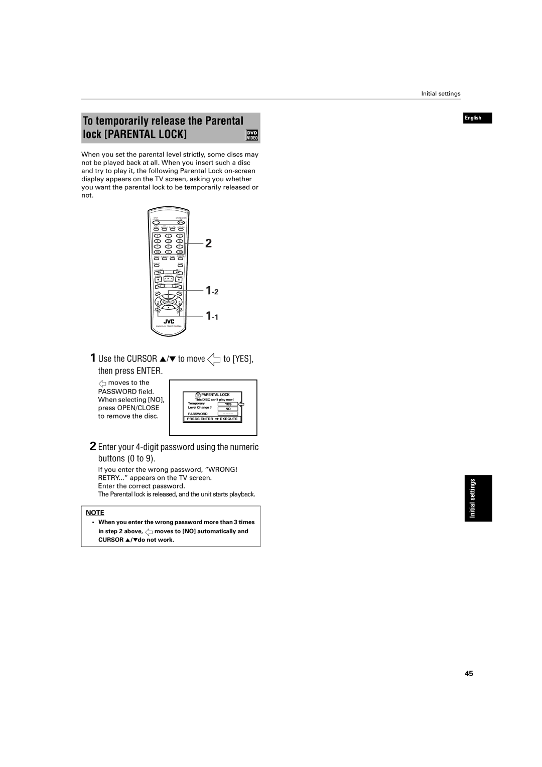 JVC XV-S200 manual Use the Cursor 5/∞ to move to YES, then press Enter 