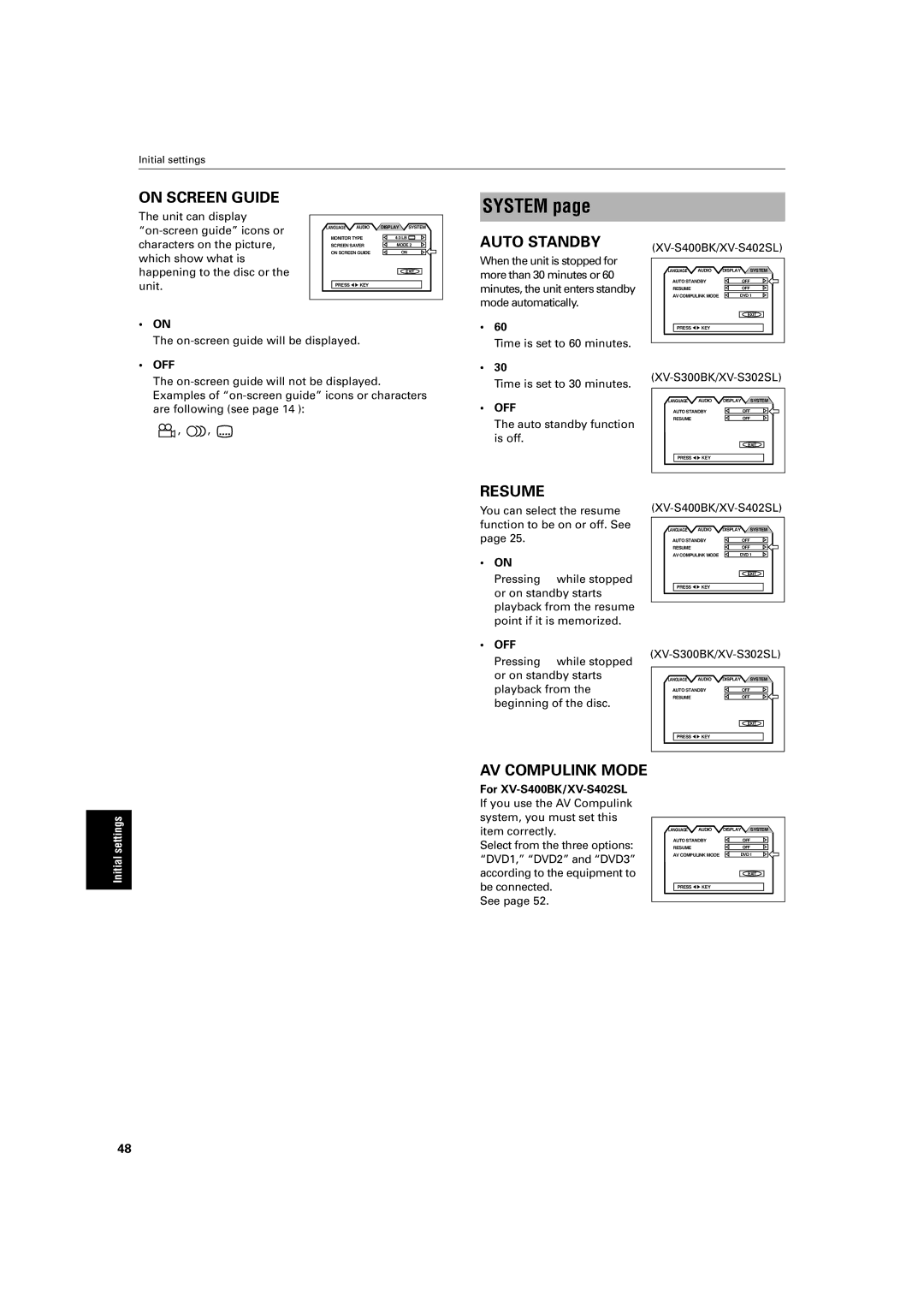 JVC XV- S300BK, XV-S300BK/XV-S302SL manual System 