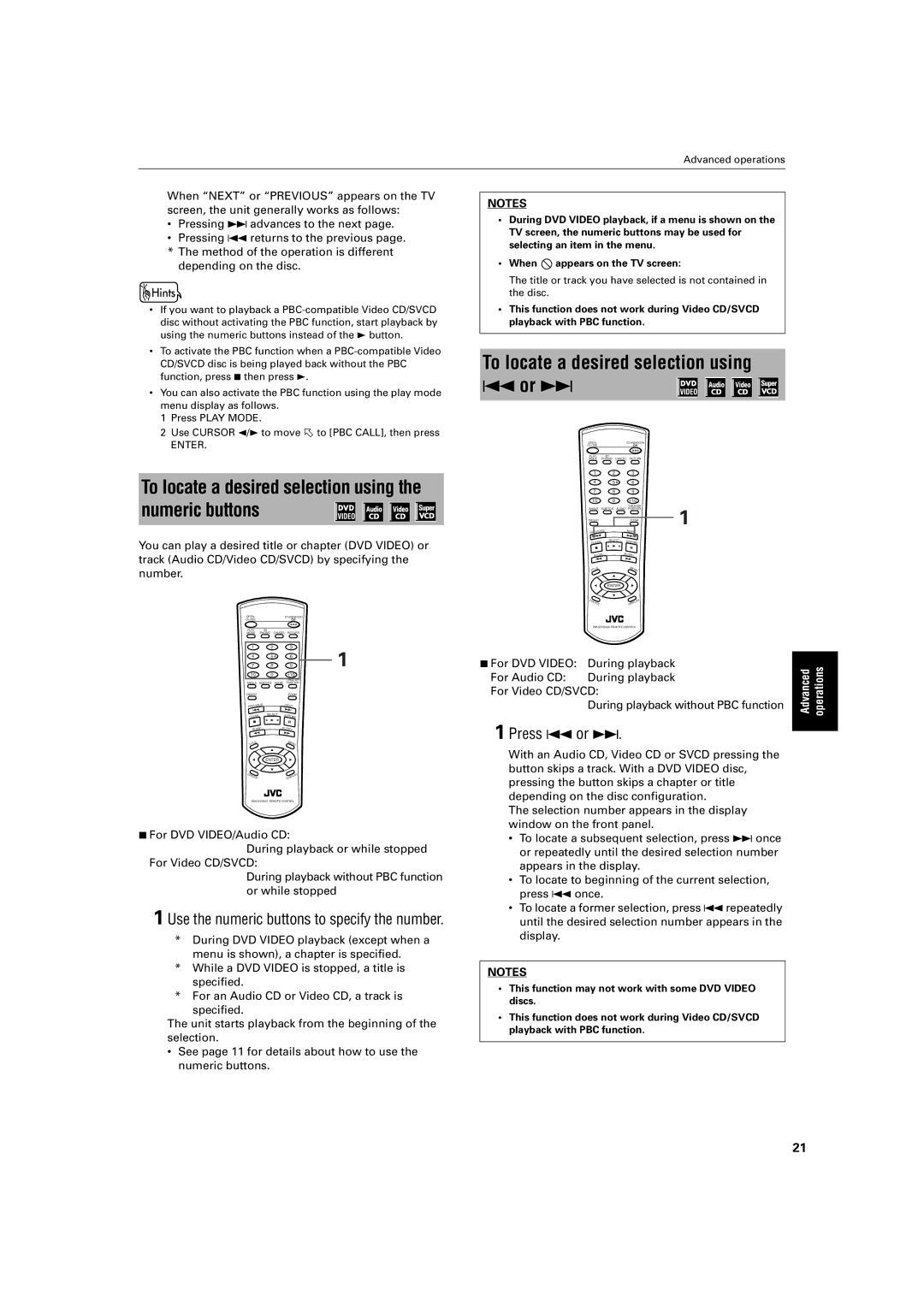 JVC XV- S300BK, XV-S300BK/XV-S302SL manual Advanced 