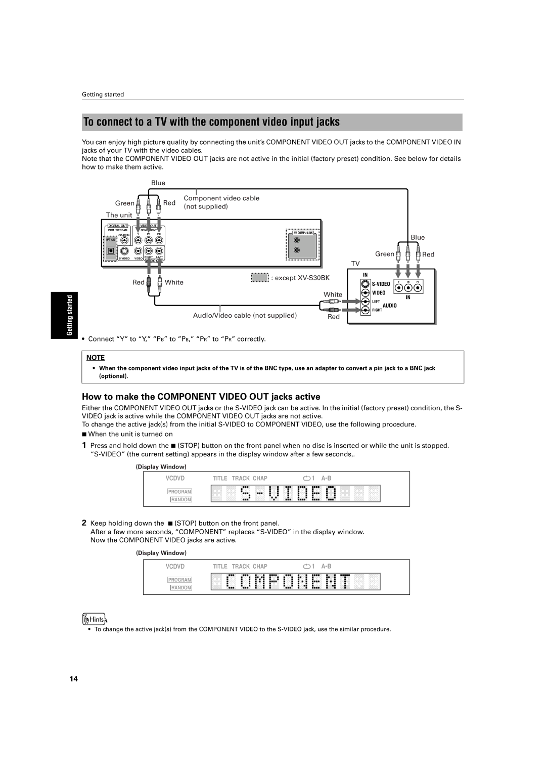 JVC XV-S30BK manual ÏTochangethe, Frontpanel, How to m ke the Component OUT jacks, ÏConnect 