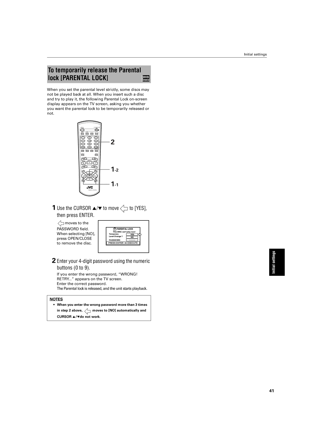 JVC XV-S30BK Tbe, To temporarily release the Parental Lock Parental Lock, Whenyousetthe, Back All.Whenyouinsertsuchdisc 