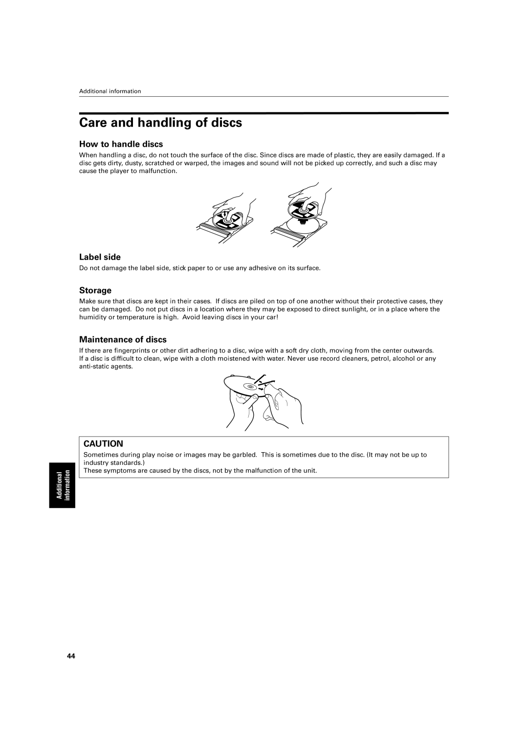 JVC XV-S30BK manual Carehandling handling of discs, Stor, Sometimesunit.duetothedisc.Itmaynotbeupto 