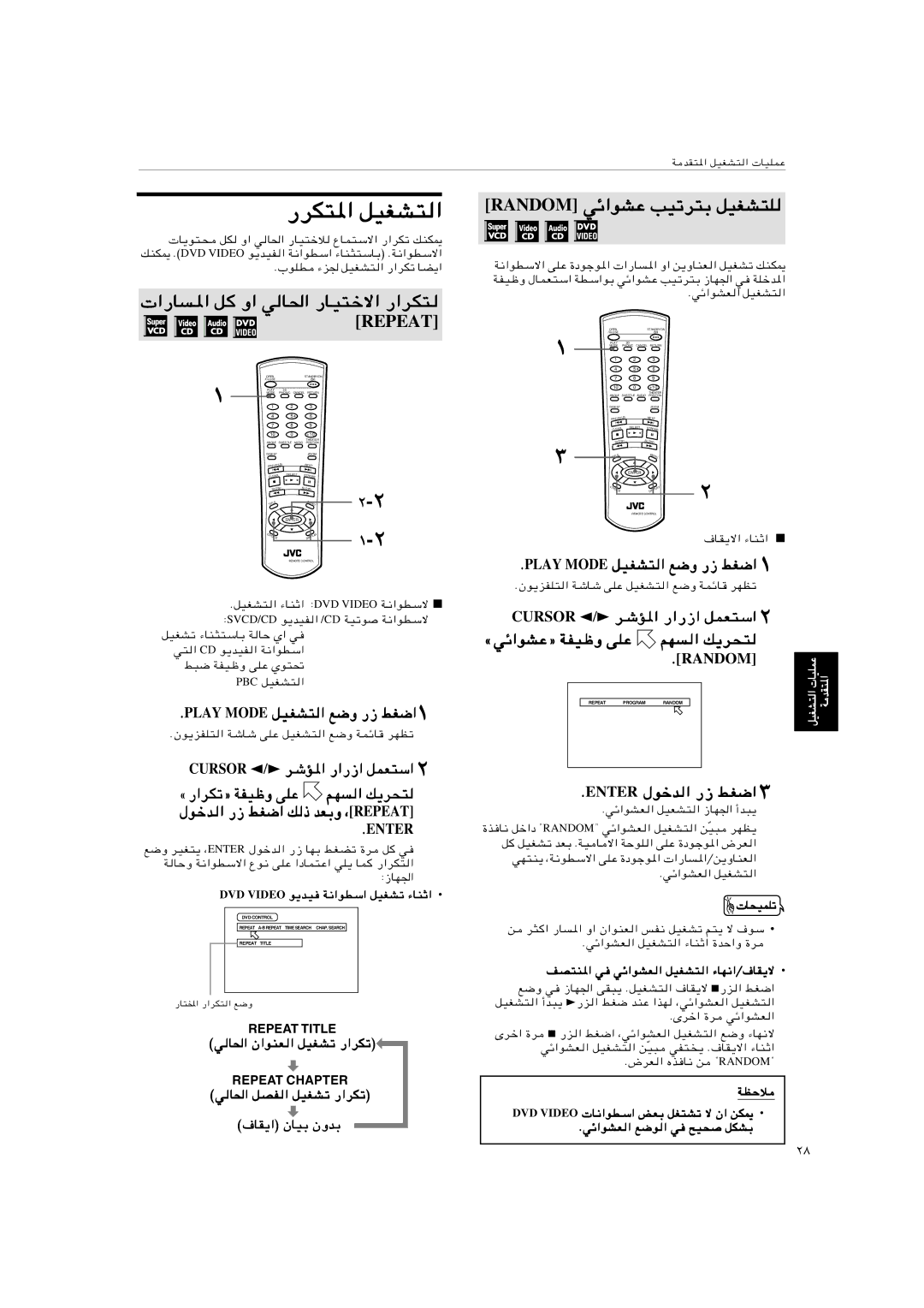 JVC XV-S402SL, XV-S403SG manual DJ²*« qOGA² «, Random wz«uAŽ VOðd²Ð qOGA²K, Repeat, Æenter, Ærandom 