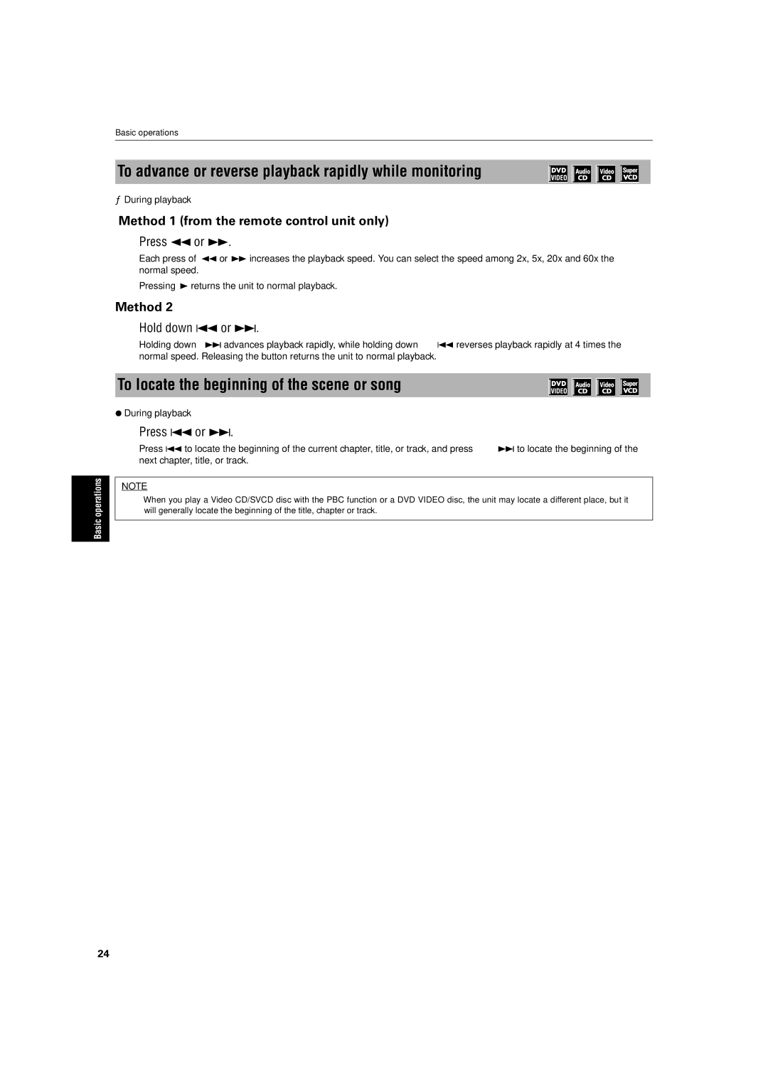 JVC XV-S60BK manual Method 1 from the remote control unit only, Down 4 or ¢ 