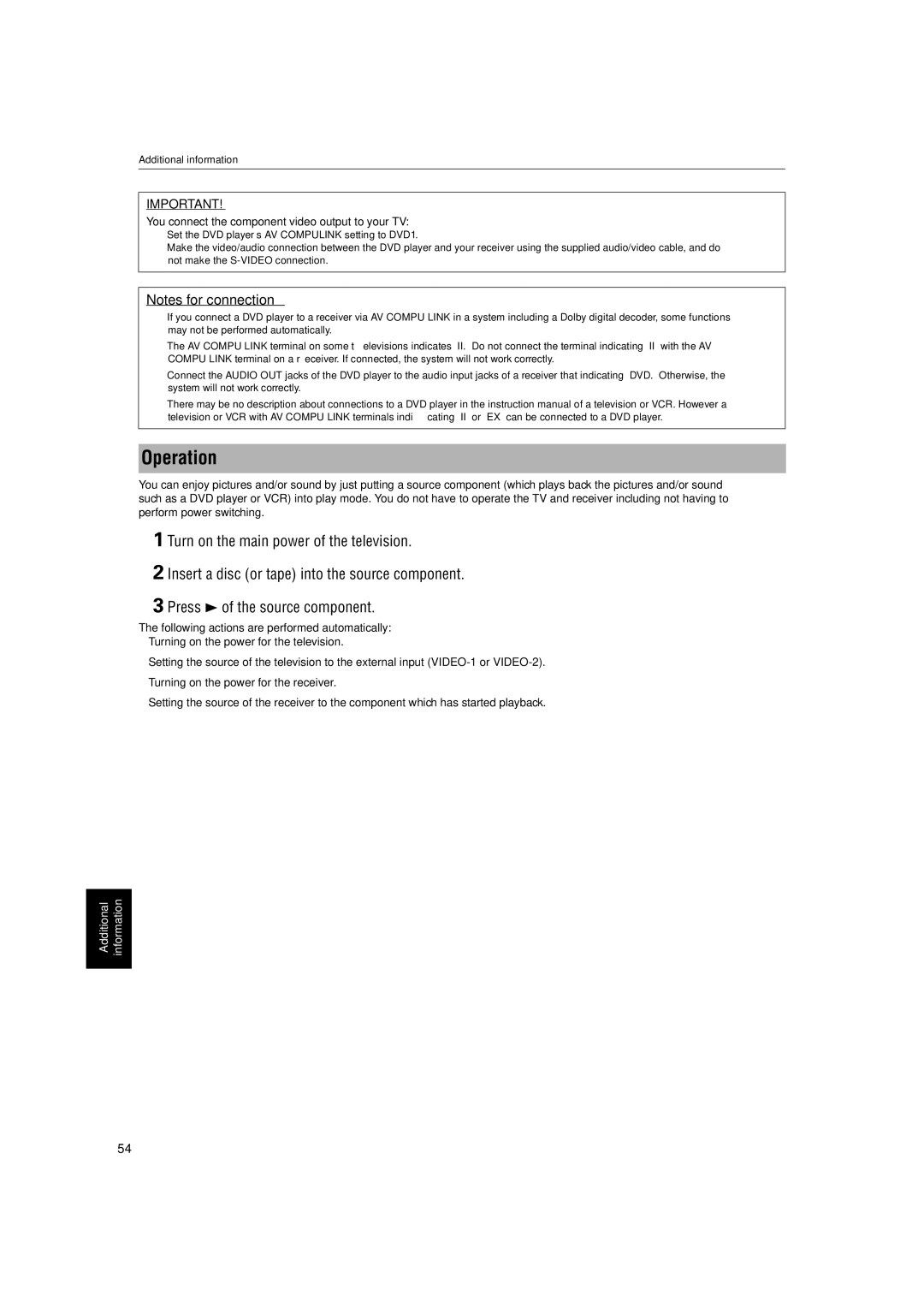 JVC XV-S60BK manual Onsome, Operation, IndicasìII.î, Television, Performpowerswitching 