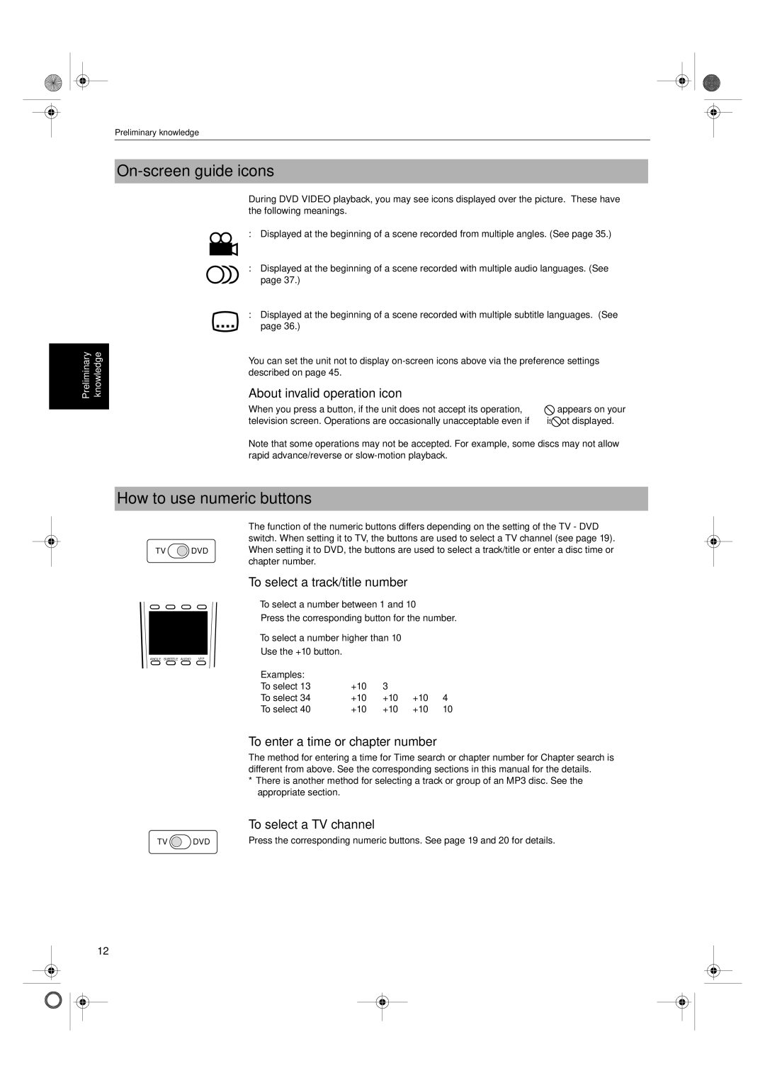 JVC XV-S65GD, XV-S62SL manual On-screen guide icons, How to use numeric buttons 