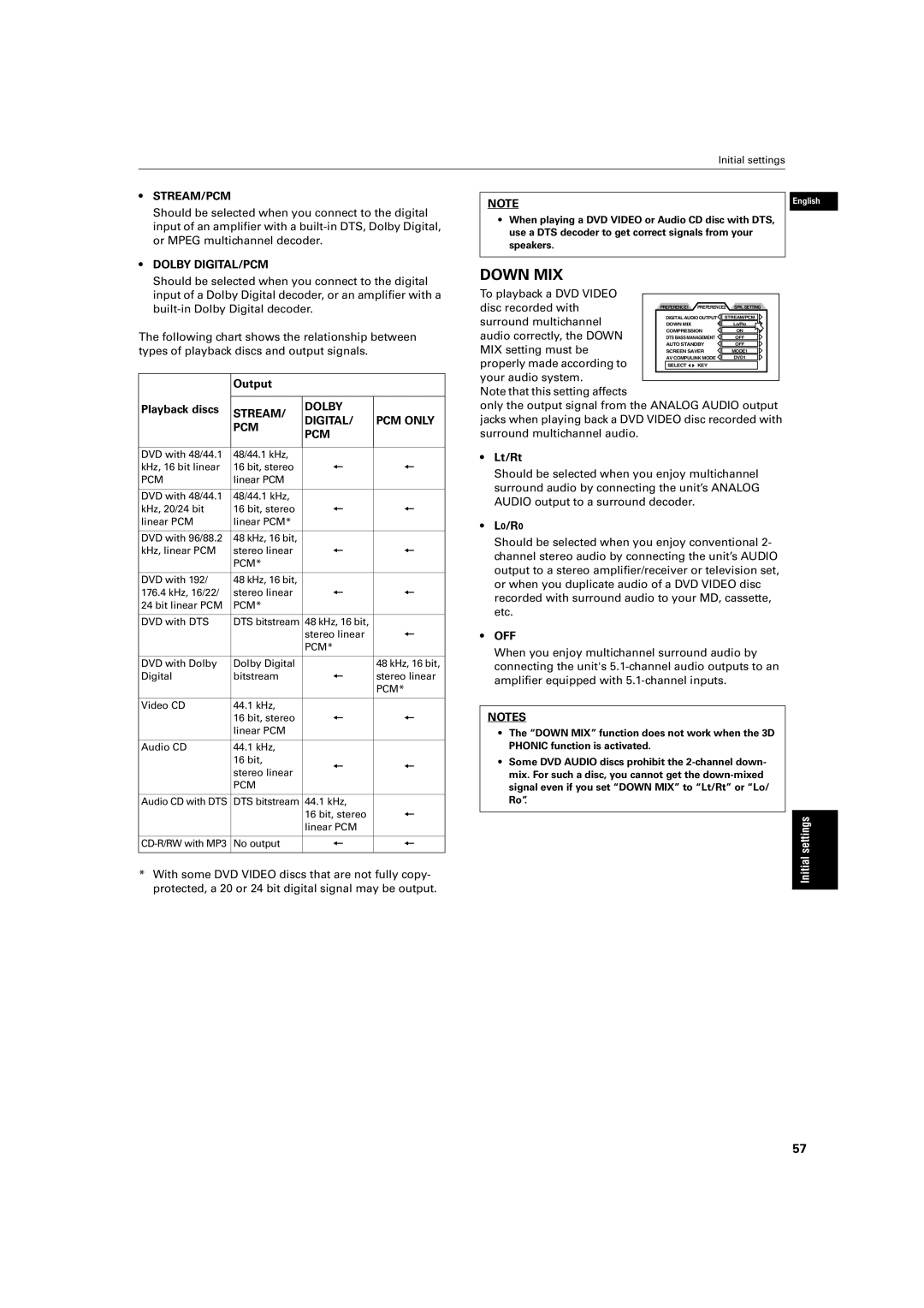 JVC XV-SA70BK manual Output Playback discs, Lt/Rt, L0/R0 