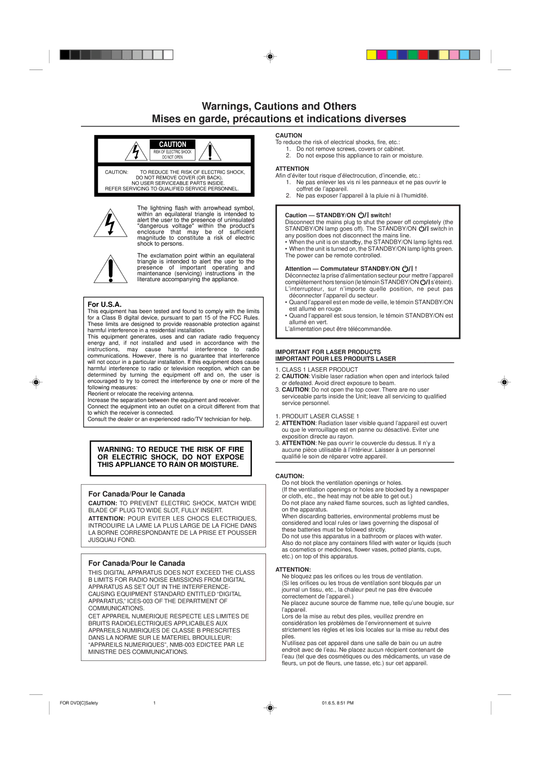 JVC XV-SA75GD manual Mises en garde, précautions et indications diverses 