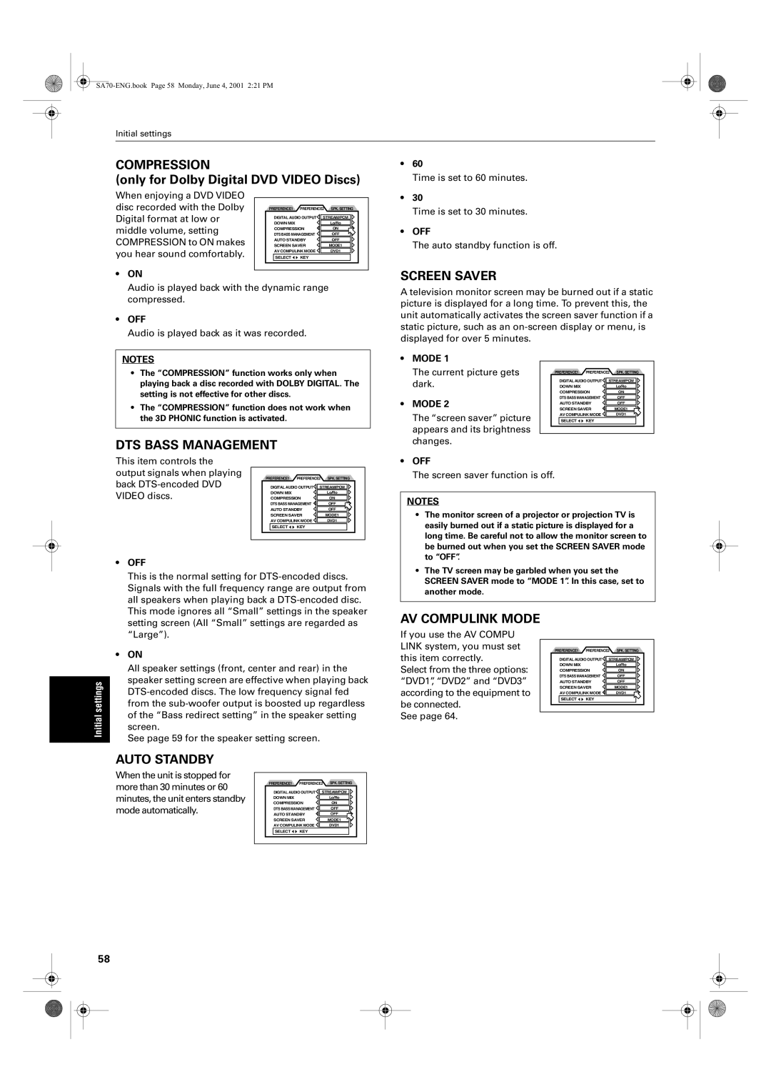 JVC XV-SA75GD manual Only for Dolby Digital DVD Video Discs 