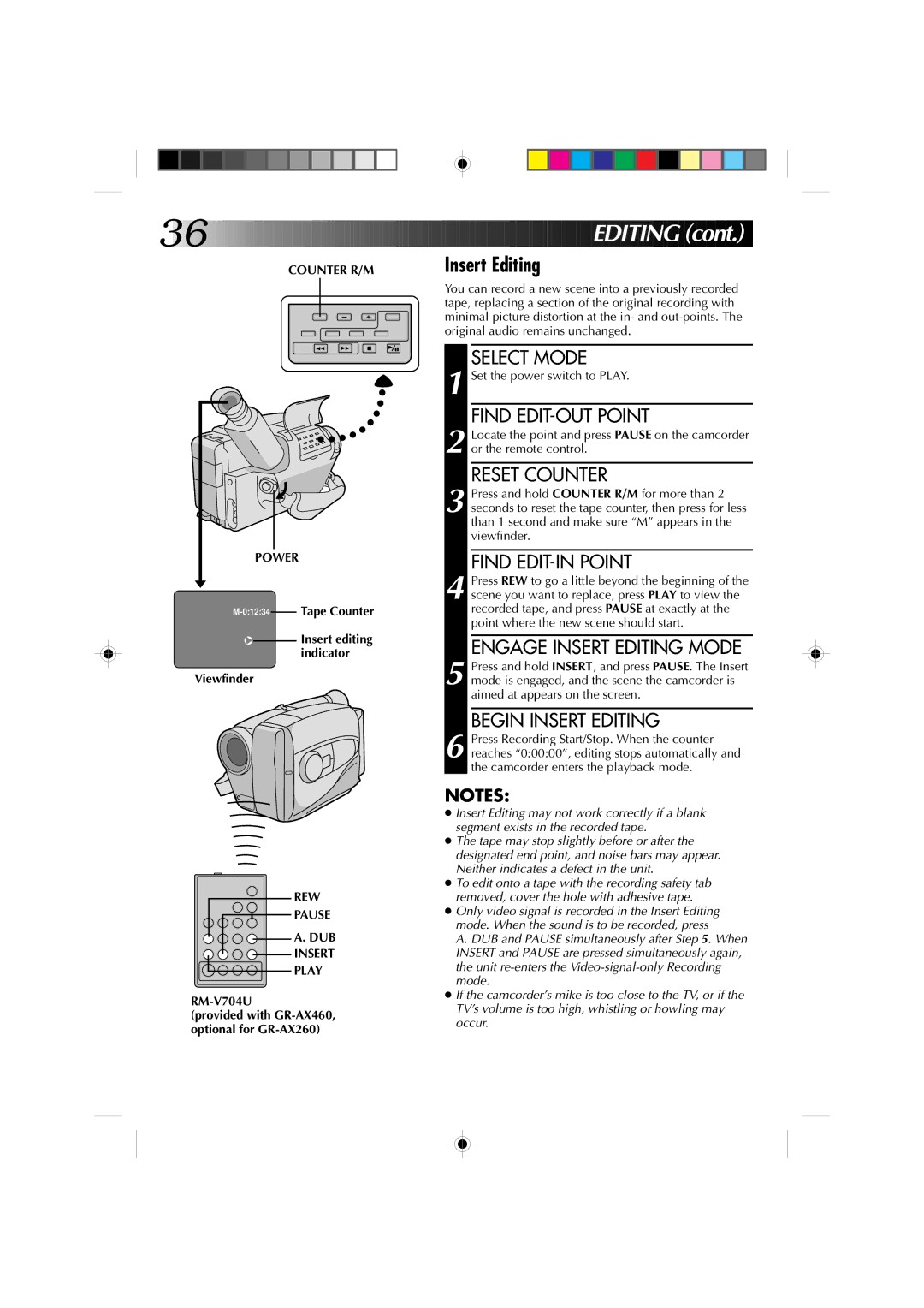 JVC YU30052-513-2 specifications Counter R/M Power, 01234Tape Counter, REW Pause, Dub, Insert Play 