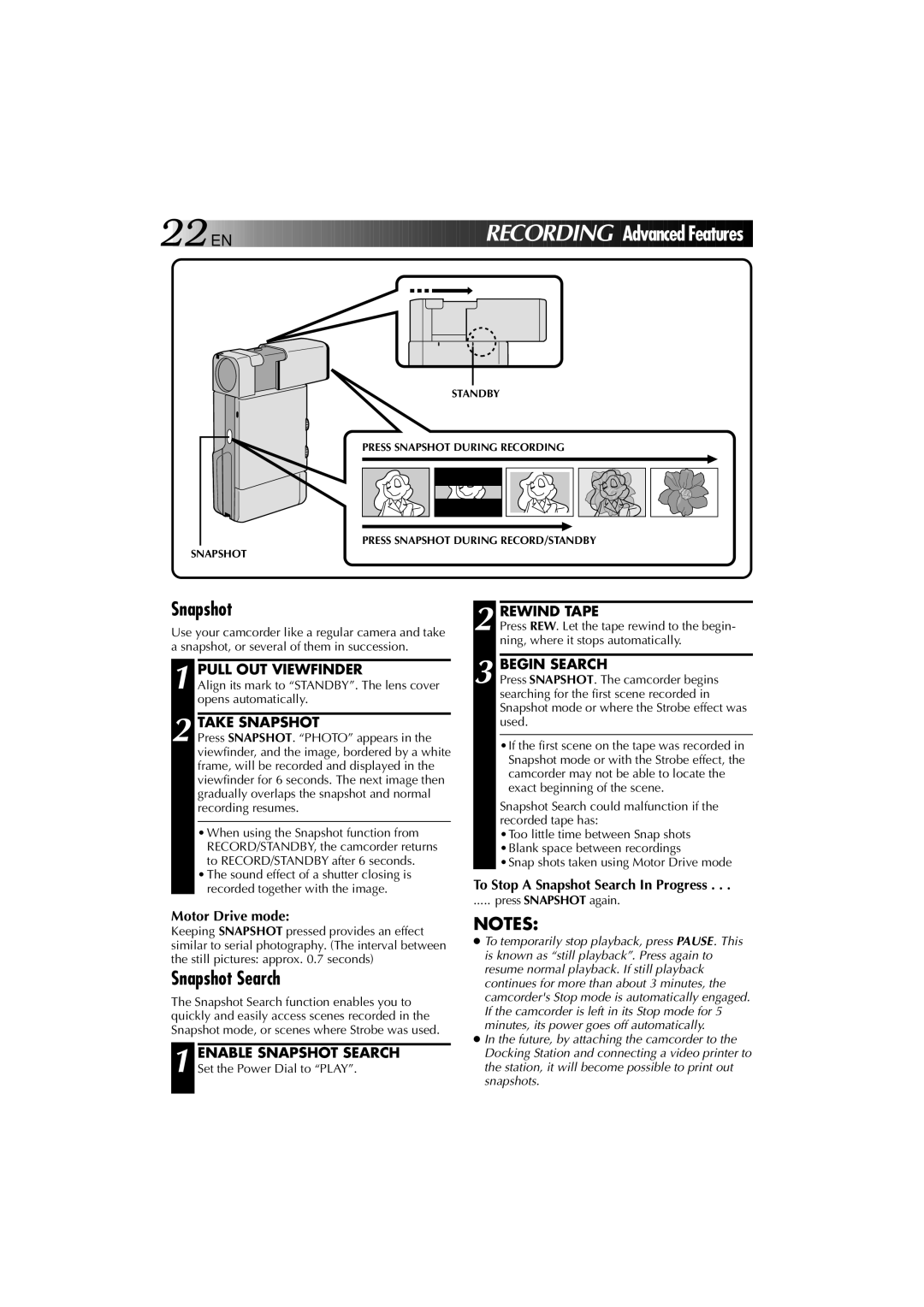 JVC YU30052-625-1 manual Snapshot Search 