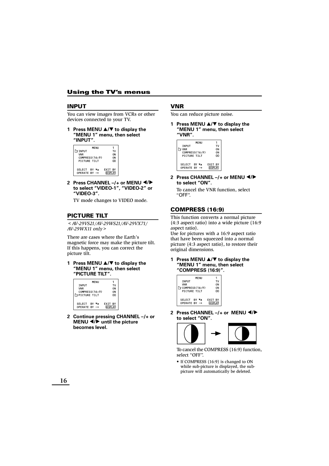 JVC AV-21VS21, AV-21WS21, AV-25VS21, AV-29VS21, AV-29WS21, AV-21VX71, AV-21WX11, AV-21YX11, AV-25VX71, AV-29VX71, AV-29WX11 