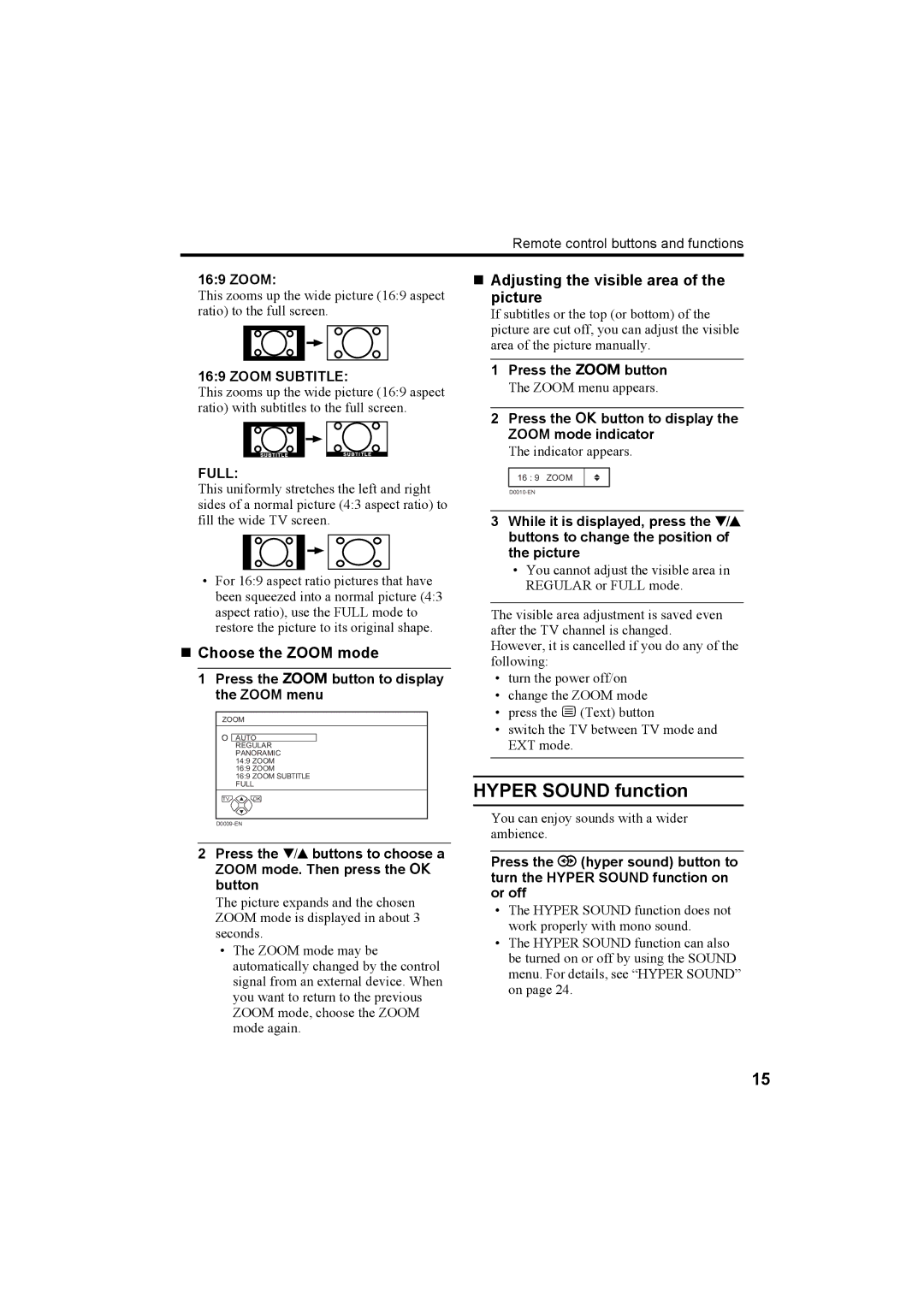 JVC AV-32T5SK, AV-32T5BK, AV-28T5SK, AV-28T5BK, AV-32T5SR, AV-32T5BR, AV-28T5SR, AV-28T5BR manual Hyper Sound function 