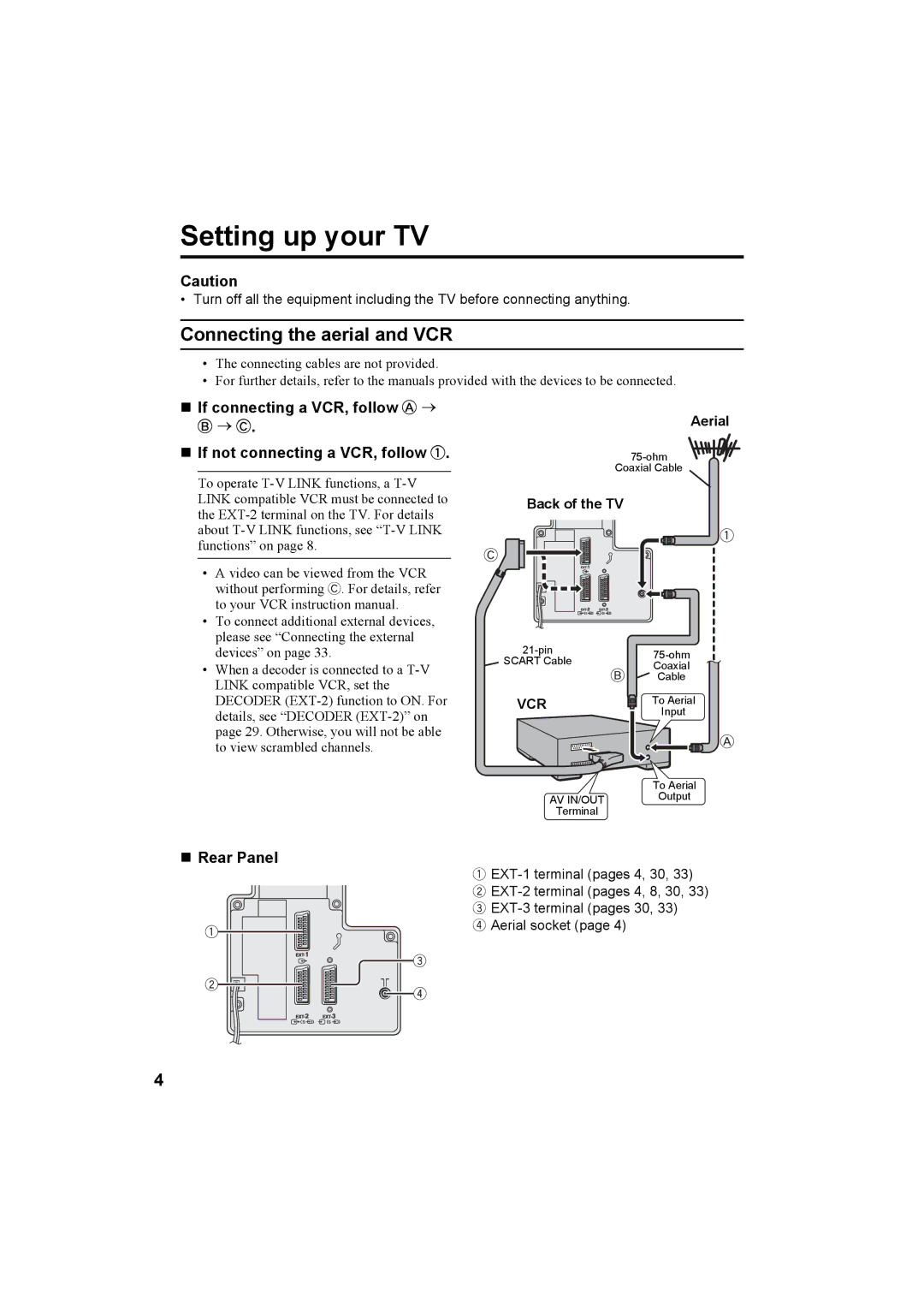 JVC AV-32T5SK, AV-32T5BK, AV-28T5SK, AV-28T5BK, AV-32T5SR, AV-32T5BR, AV-28T5SR, AV-28T5BR manual Setting up your TV 