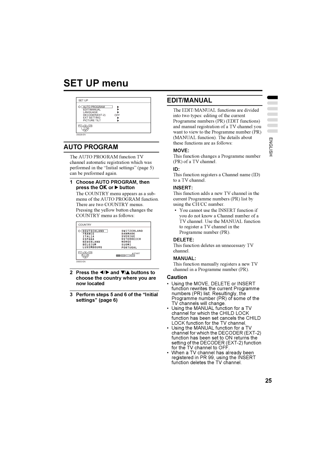 JVC AV-32T5SK, AV-32T5BK, AV-28T5SK, AV-28T5BK, AV-32T5SR, AV-32T5BR, AV-28T5SR, AV-28T5BR manual SET UP menu 