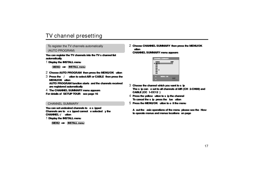 JVC AV-29MT35, AV-29MT15, AV-29VA15, AV-21MT35, AV-21MT15, AV-21VA15, AV-25MT35, AV-25MT15, AV-25VA15 Auto Program 