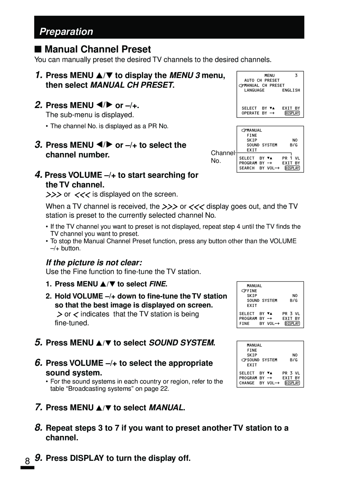 JVC AV-1414EE, AV-2134EE, AV-1434EE, AV-1434TEE, AV-2104EE, AV-2104TEE, AV-2114EE, AV-2134TEE, AV-2124EE specifications 