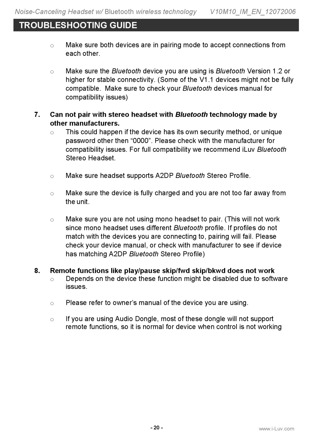 Jwin i903 instruction manual Troubleshooting Guide 