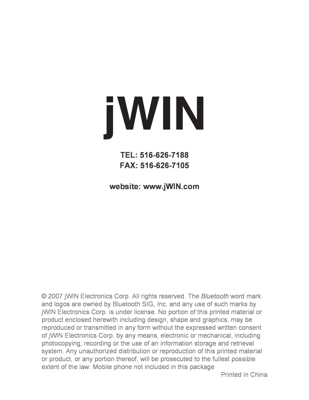 Jwin JB-TH210 instruction manual 