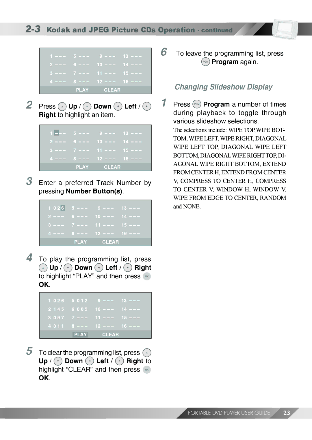 Jwin JD TV108 manual Changing Slideshow Display, Program again 