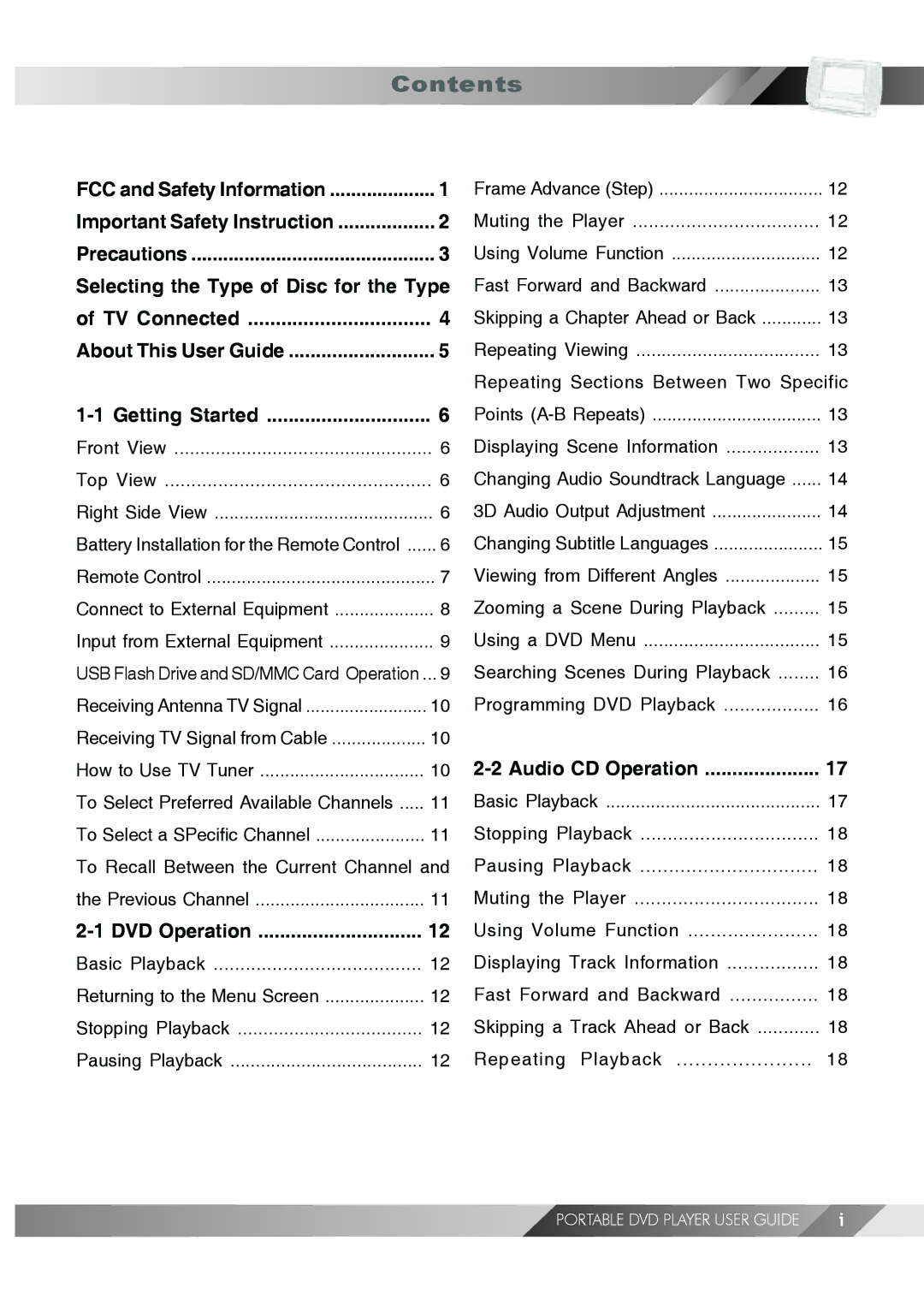 Jwin JD TV108 manual Contents 