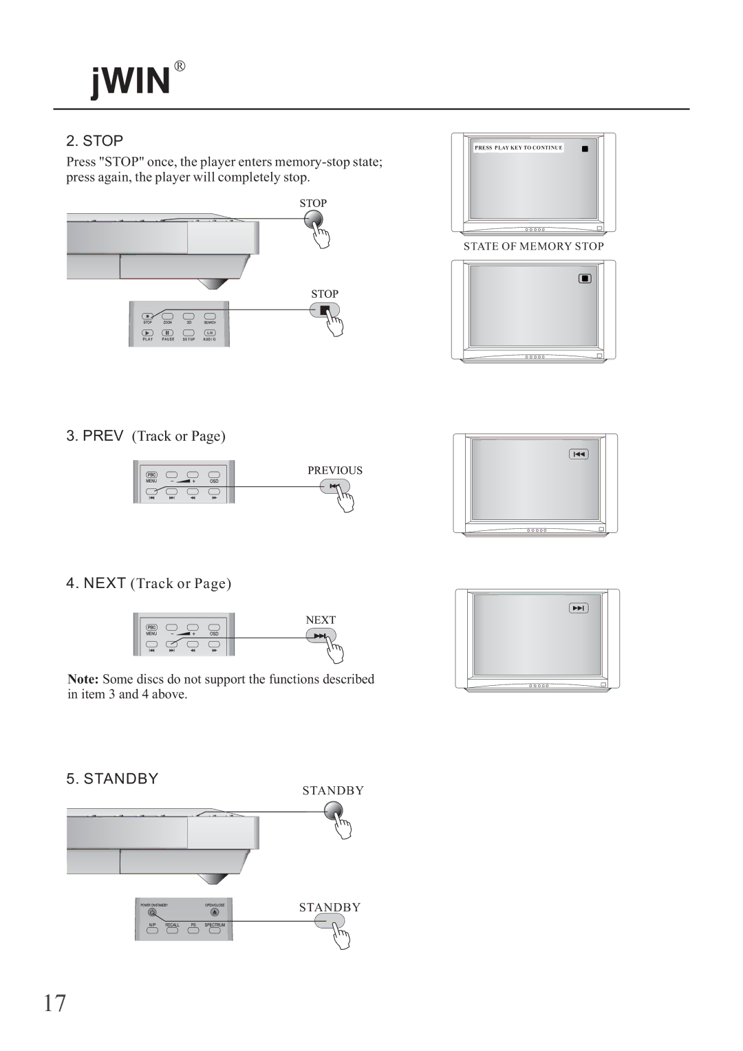 Jwin JD-VD503 manual Standby 