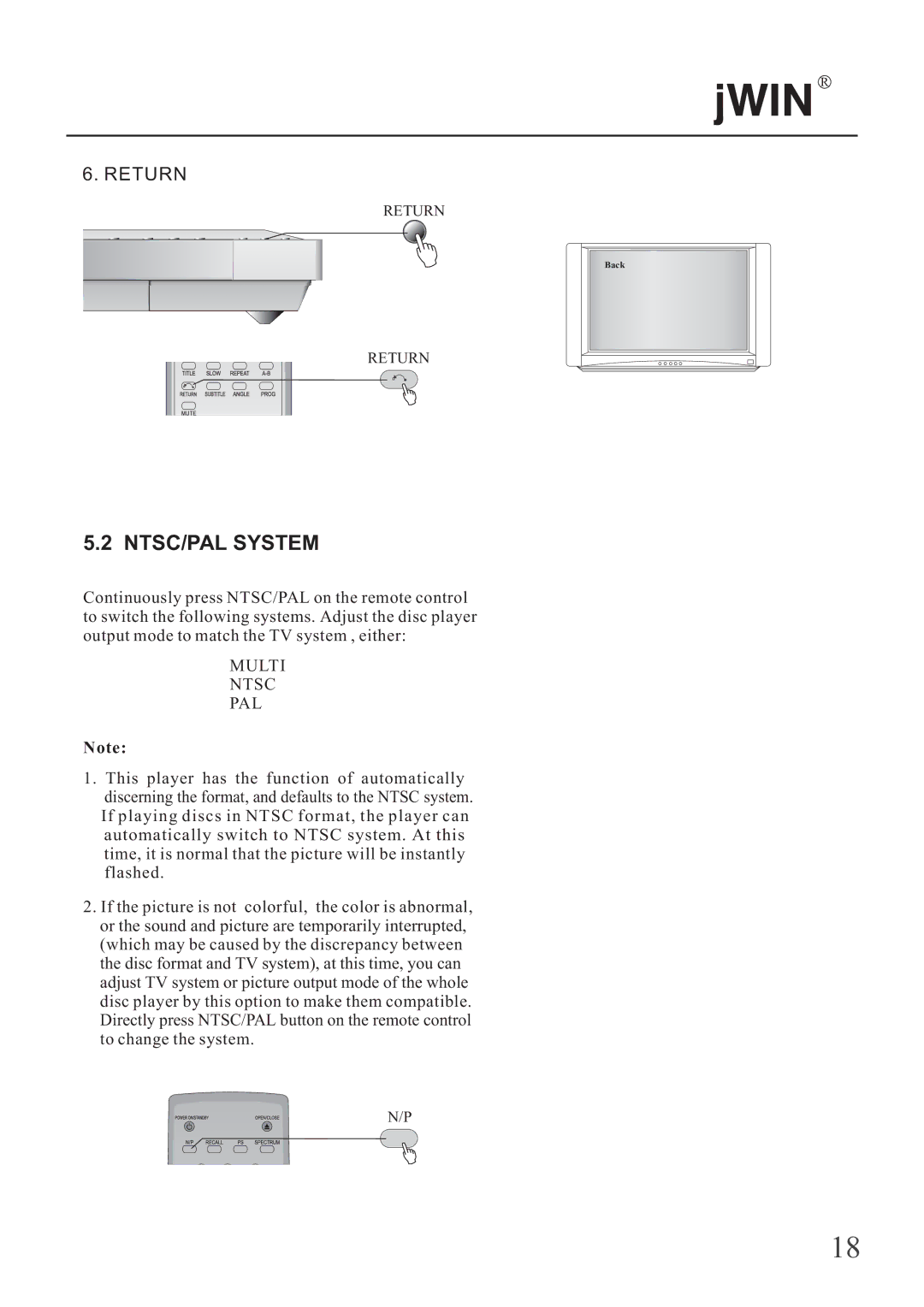 Jwin JD-VD503 manual NTSC/PAL System, Multi Ntsc PAL 