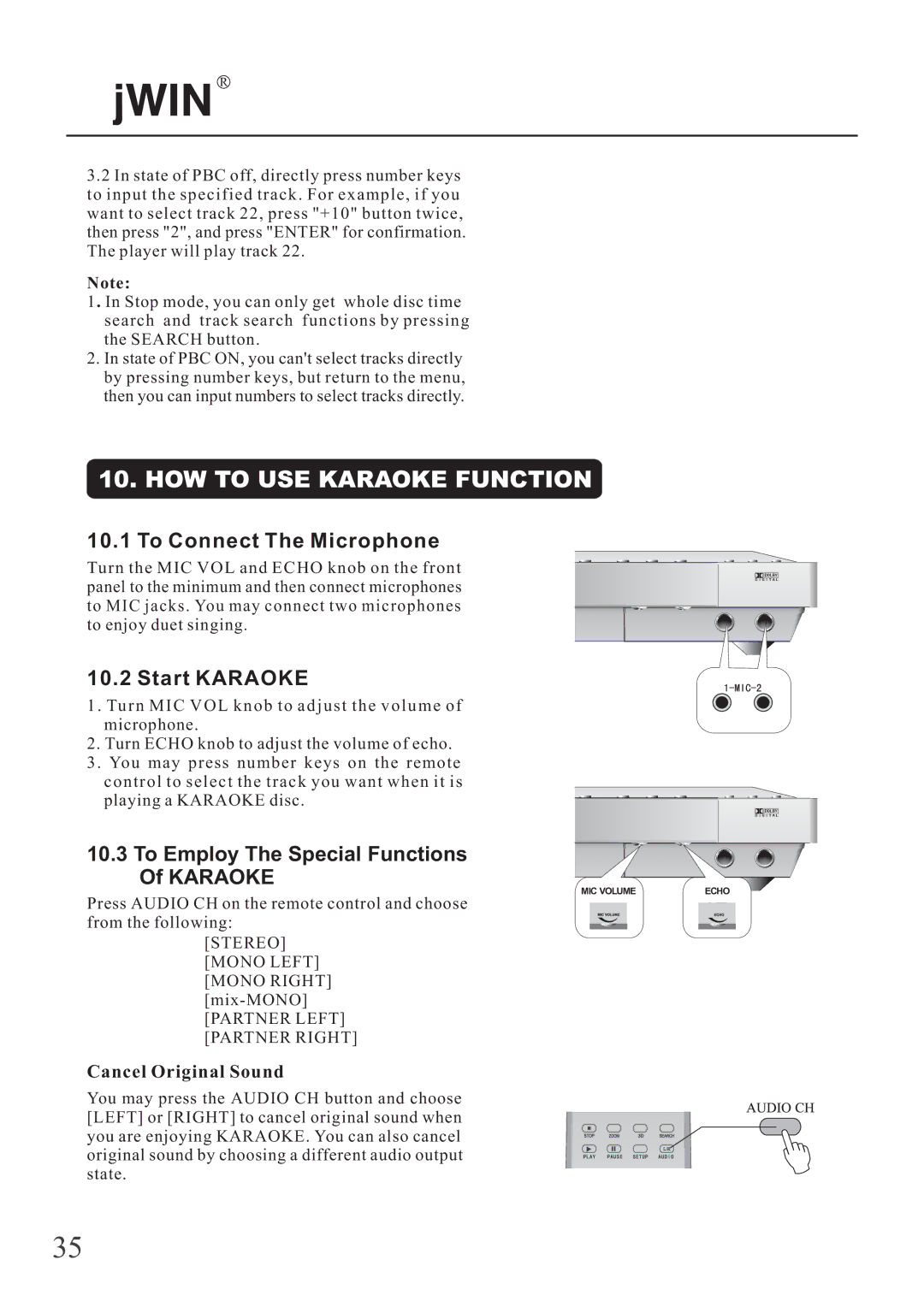 Jwin JD-VD503 manual HOW to USE Karaoke Function, Cancel Original Sound 