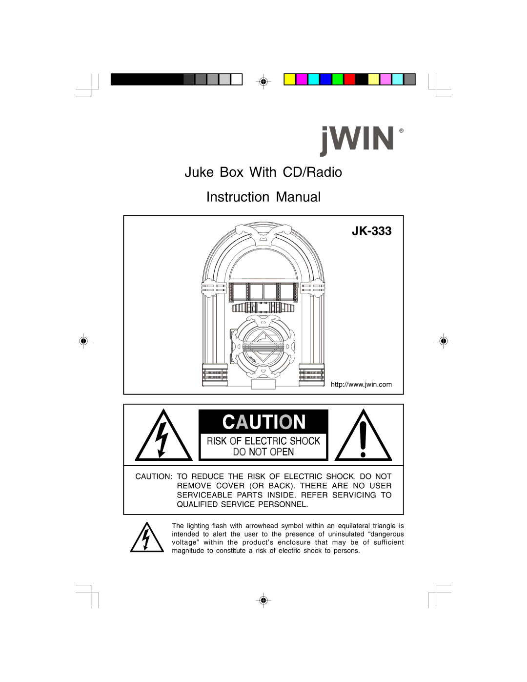 Jwin JK-333 user service Juke Box With CD/Radio 