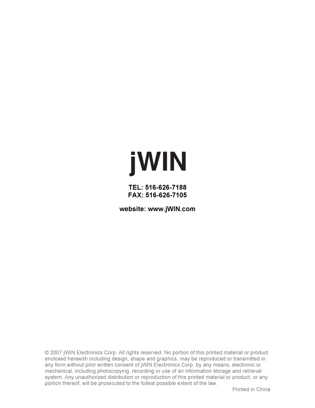 Jwin JL-CD815 instruction manual Tel Fax 