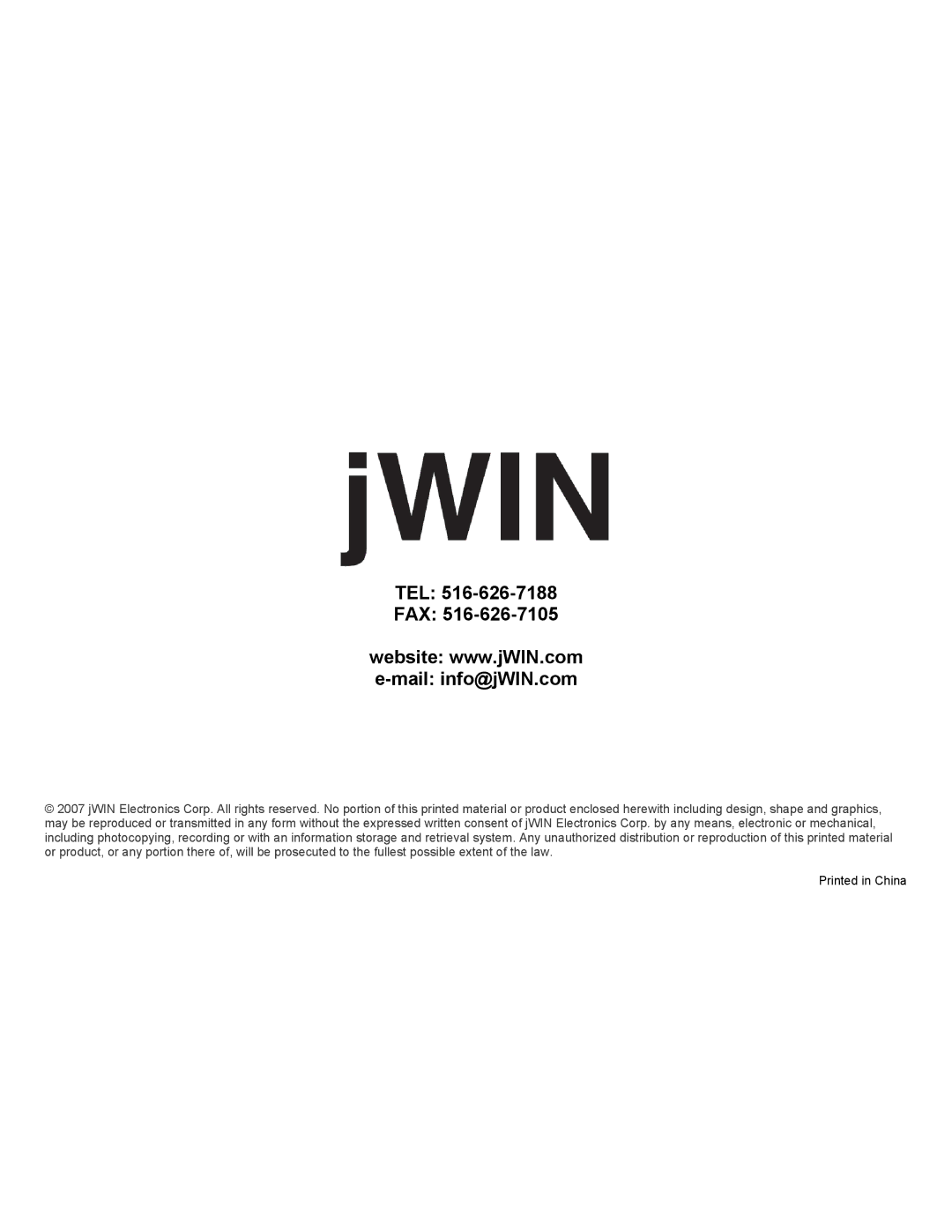 Jwin JL-K755 instruction manual Tel Fax 