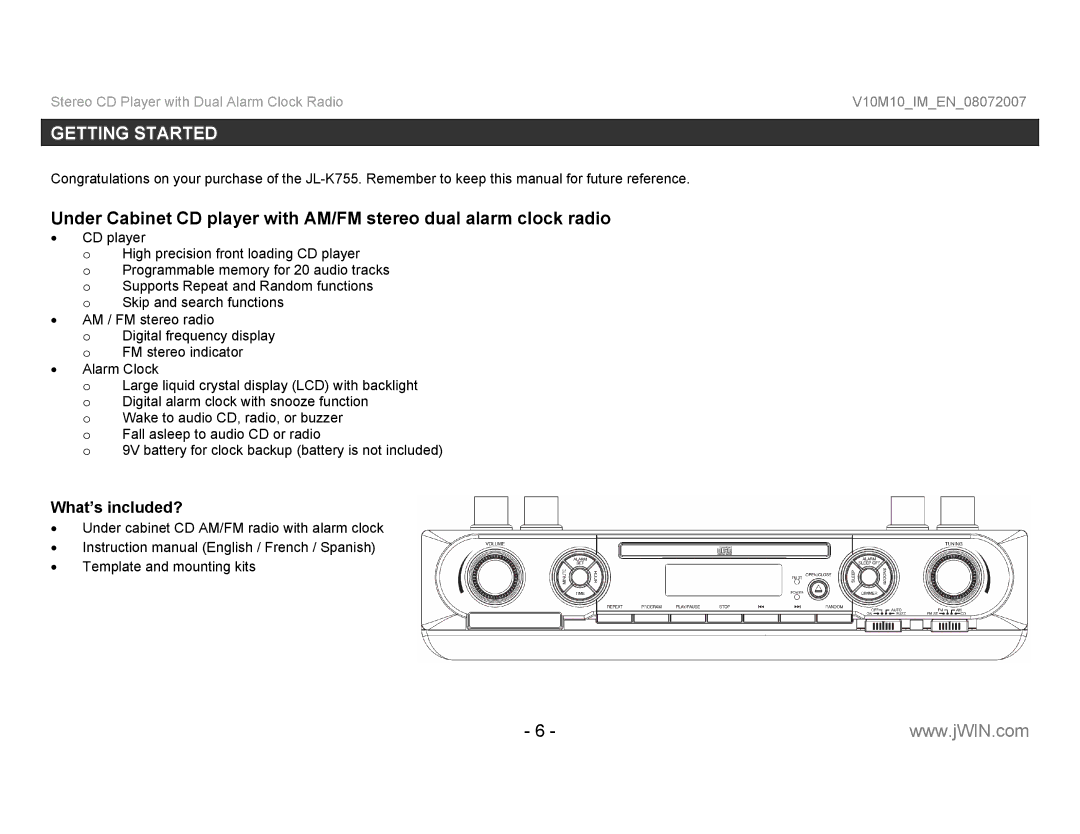 Jwin JL-K755 instruction manual Getting Started, What’s included? 