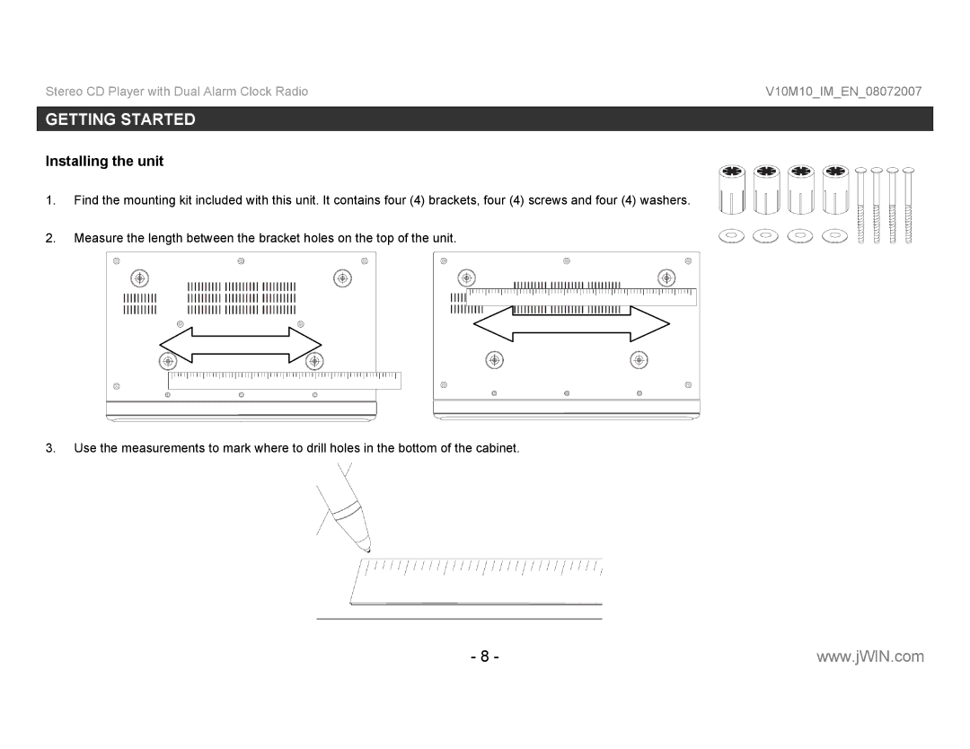 Jwin JL-K755 instruction manual Installing the unit 