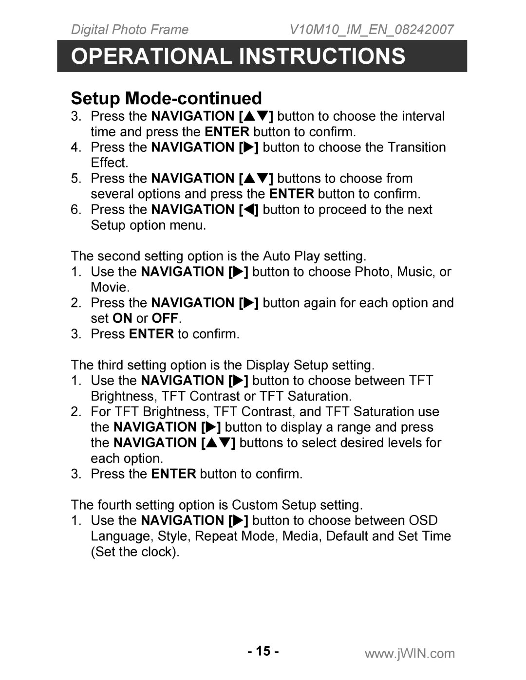 Jwin JP-119 instruction manual Button to choose the interval 