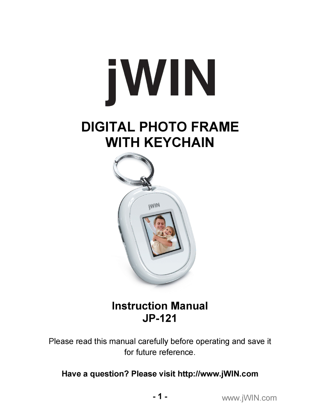 Jwin JP-121 instruction manual Digital Photo Frame With Keychain 