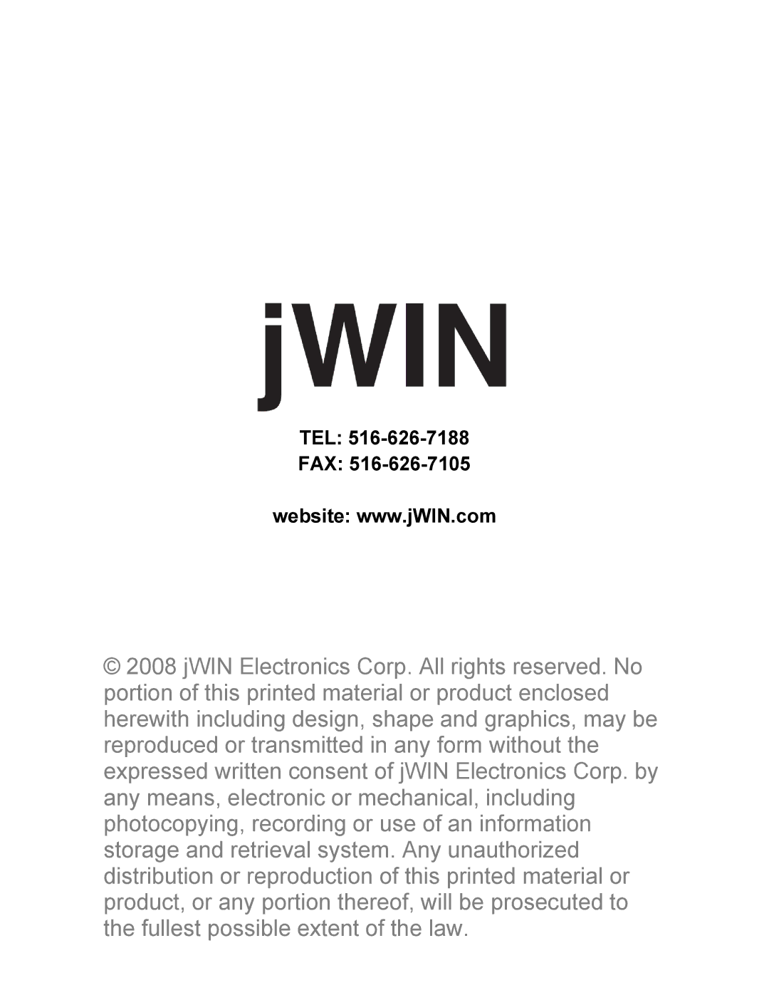 Jwin JP-131 instruction manual Tel Fax 