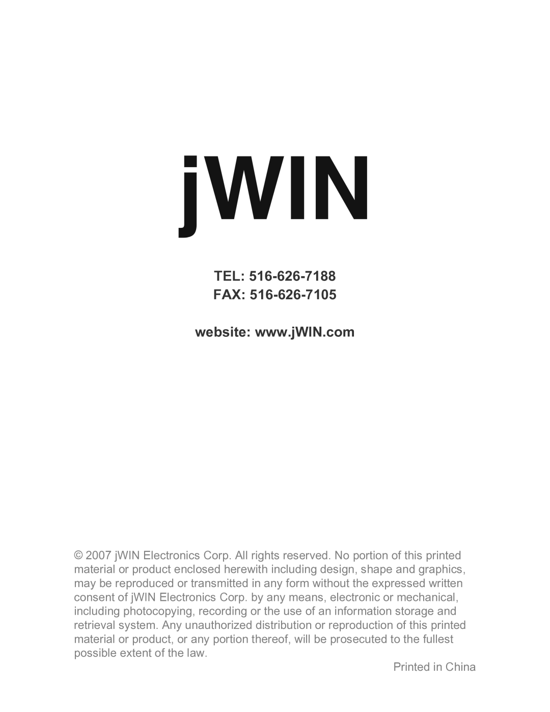 Jwin JS-P200 instruction manual Tel Fax 