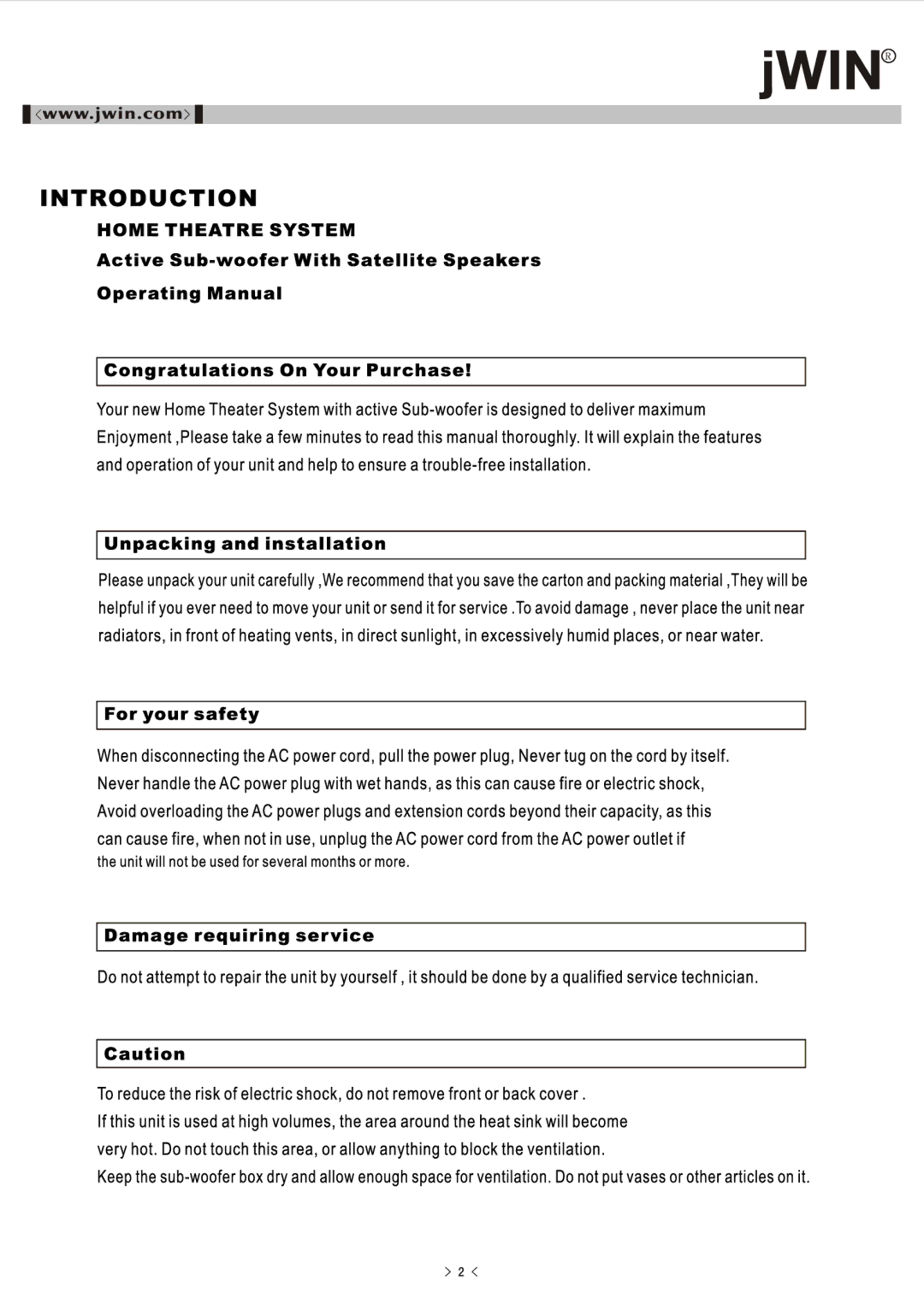 Jwin JS-P802 manual 