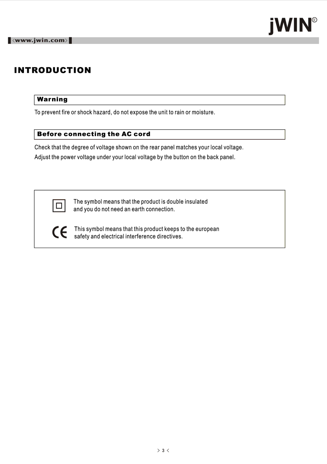 Jwin JS-P802 manual 