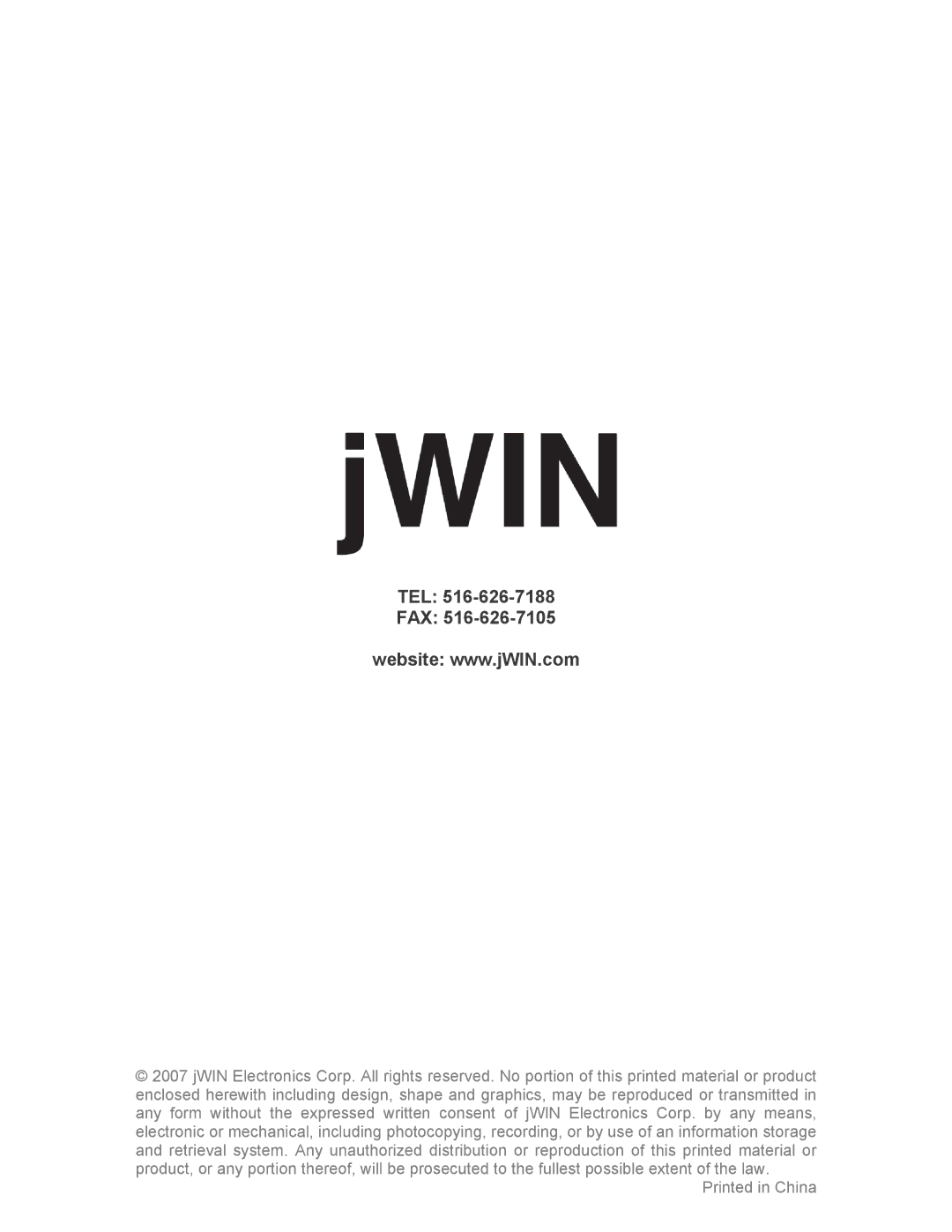 Jwin JT-P430 instruction manual Tel Fax 