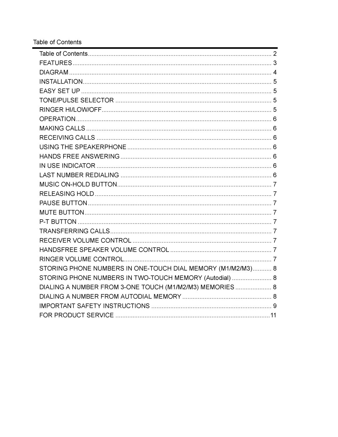 Jwin JT-P570 owner manual Table of Contents 