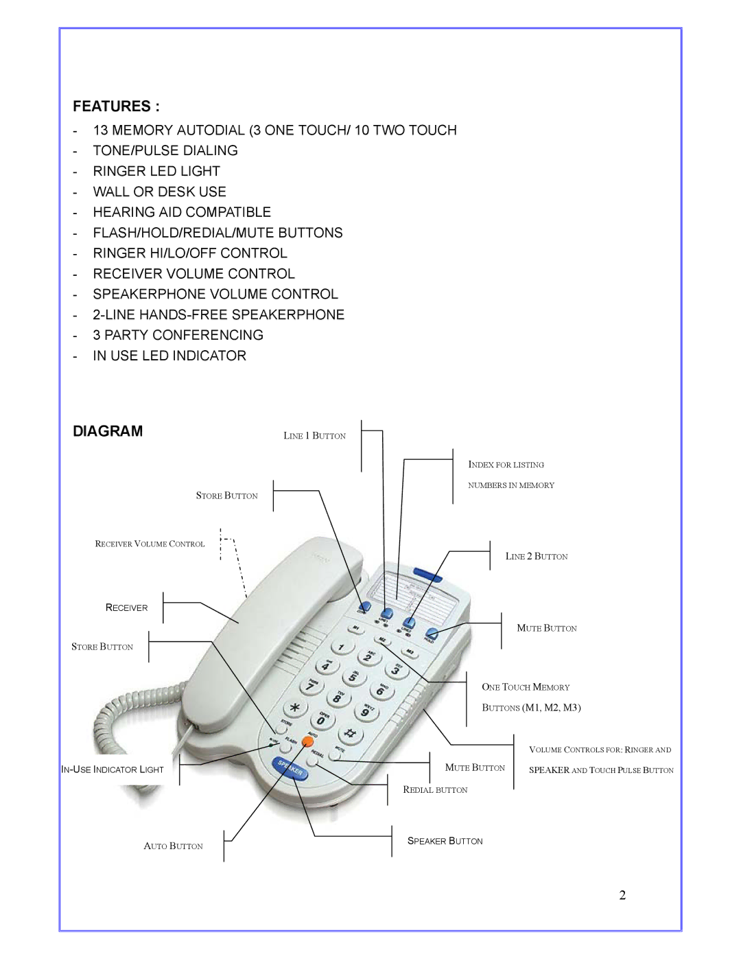 Jwin JT-P670 owner manual Features, Diagram 