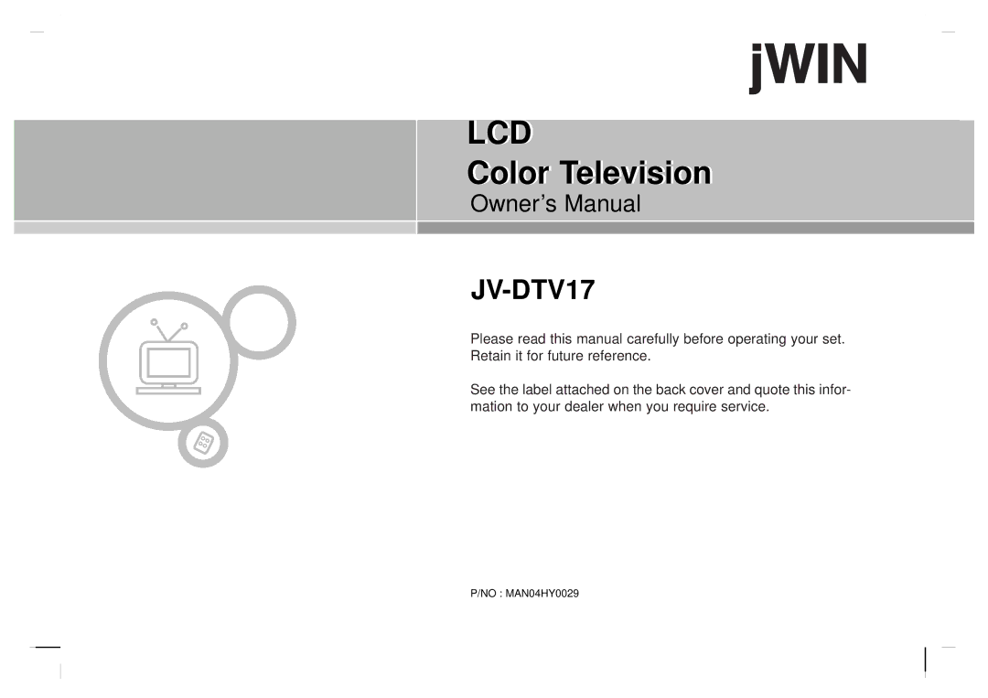 Jwin JV-DTV17 owner manual Lcd, Color Television 