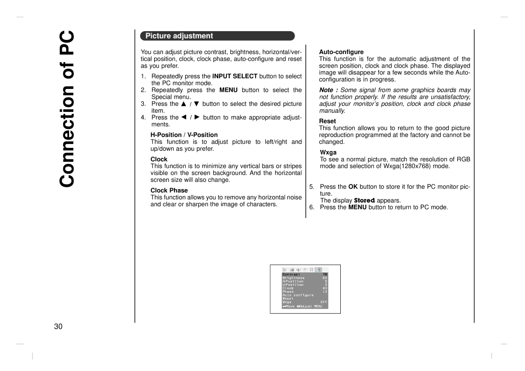 Jwin JV-DTV17 owner manual Picture adjustment 