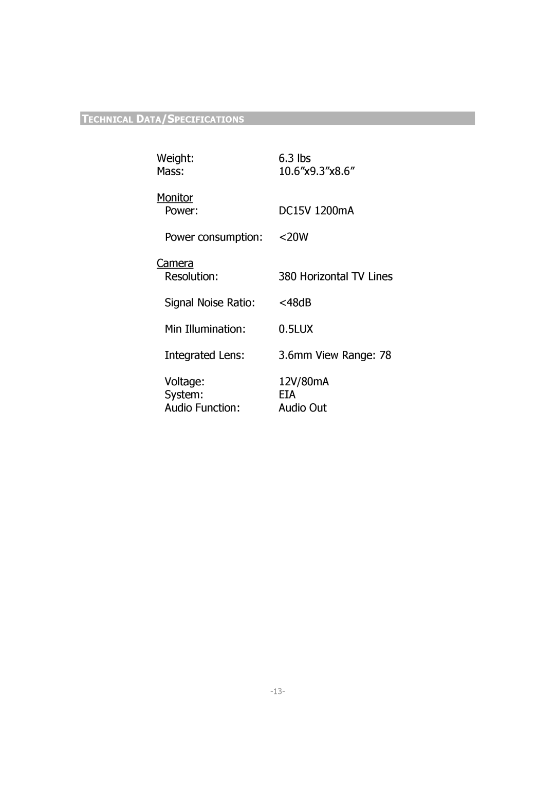 Jwin JV-TV2040 manual Eia 