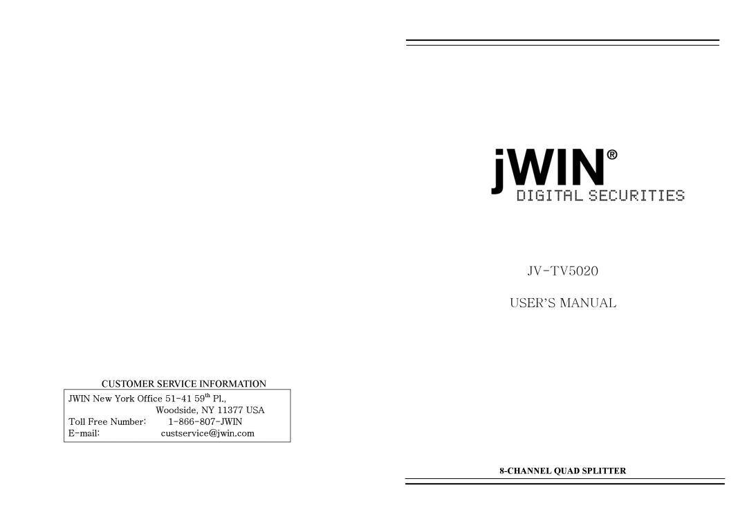 Jwin JV-TV5020 user manual USER’S Manual 