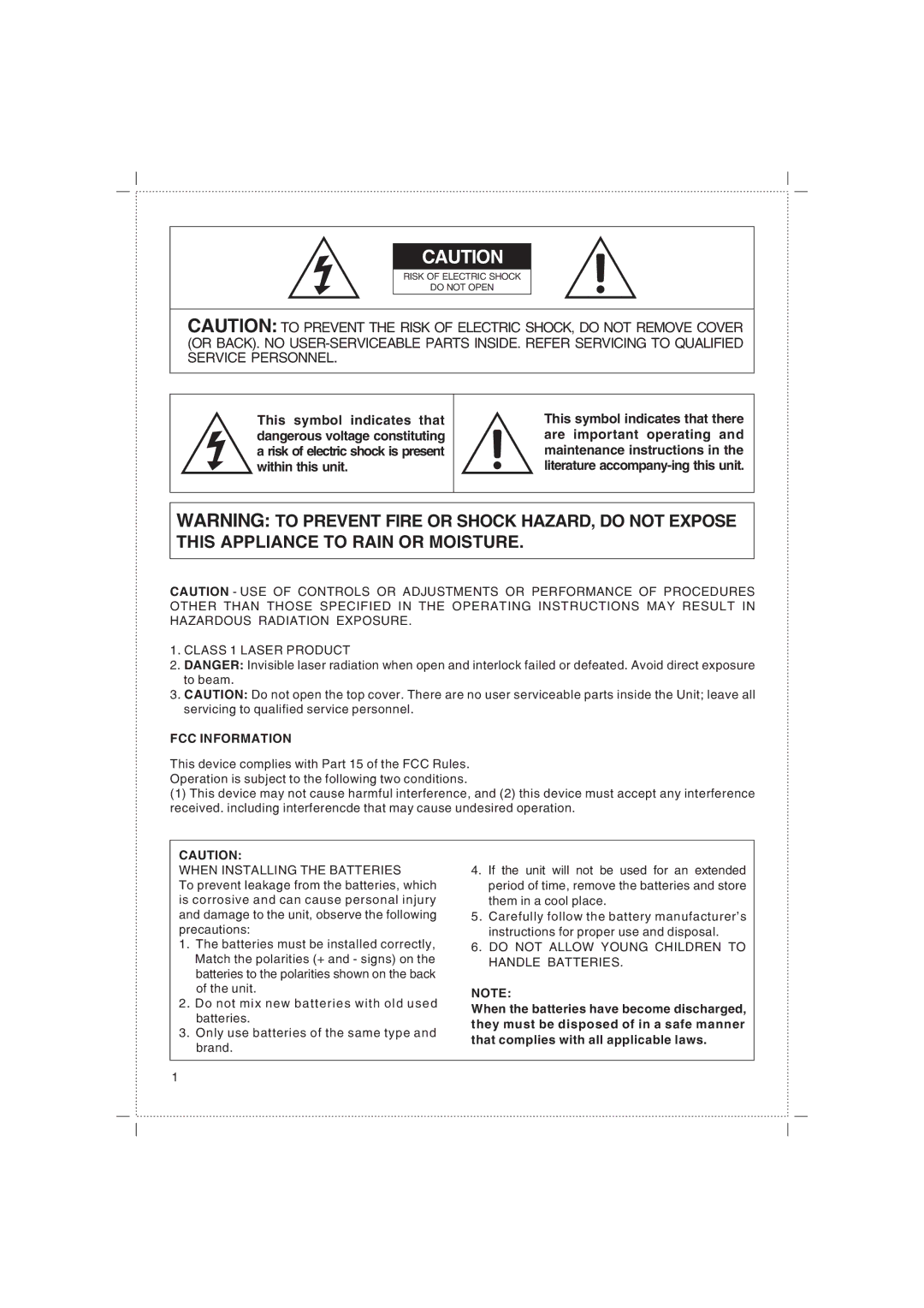 Jwin JX-43000D instruction manual FCC Information 