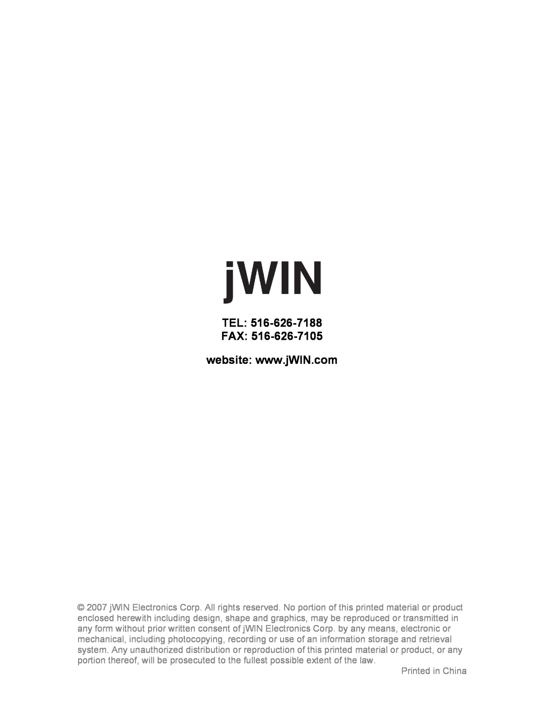 Jwin JX-CD483 instruction manual Tel Fax 