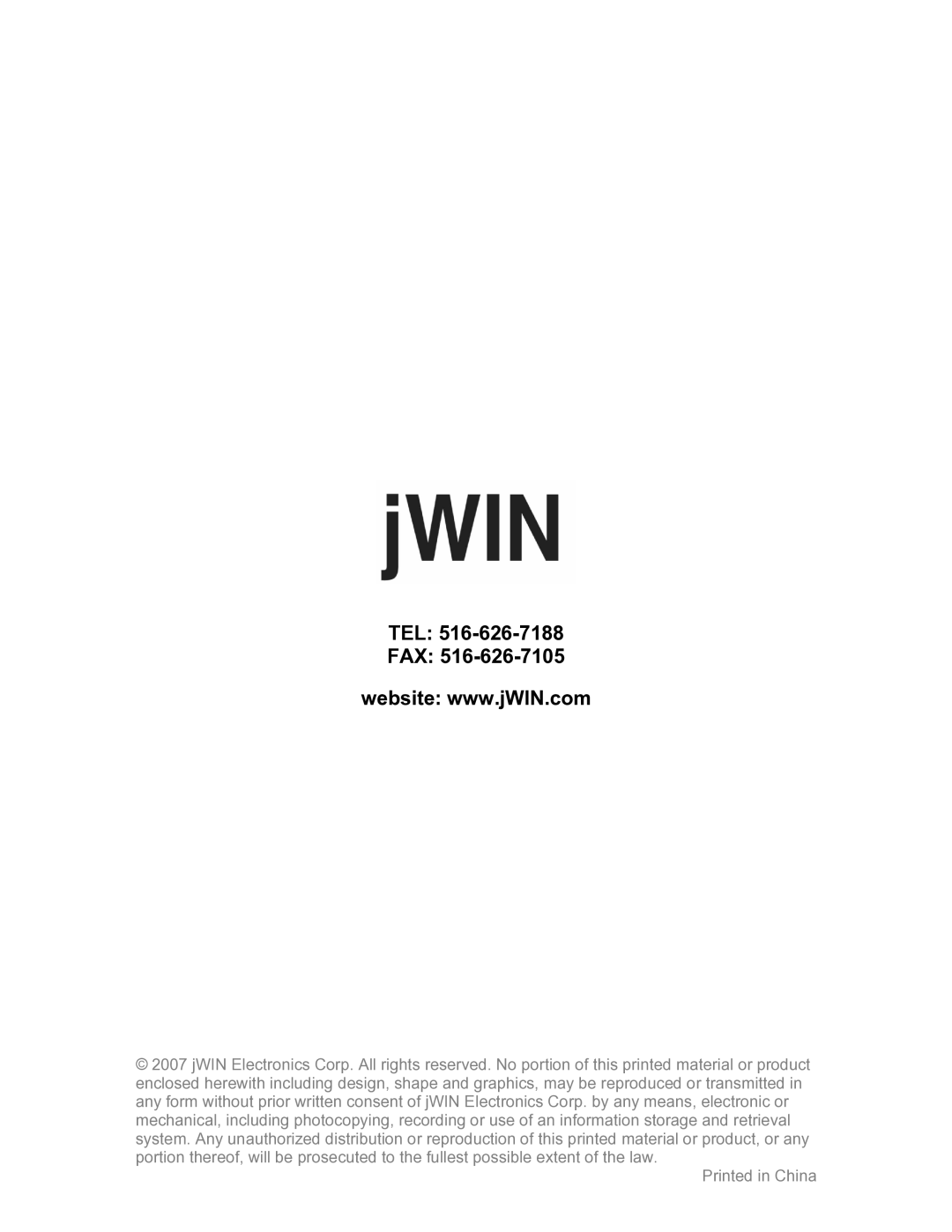 Jwin JX-CD483D instruction manual Tel Fax 